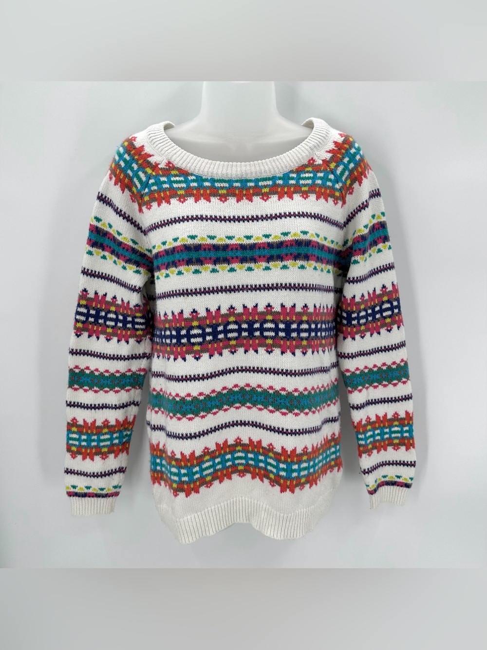 Old Navy Sweater Womens Medium Fair Isle Pullover Multicolor Cozy Crew Neck